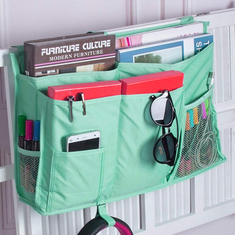 Sugaroom Bedside Storage Caddy, Bunk Bed Organizer Bed Storage Pocket Bedside Organizer Hanging Bed Storage Caddy for College Dorm Room, Hospital Bed Rails, Baby Bed, Camp (Green) - Image 2